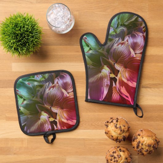 "Hostas" Ofenhandschuh & Topflappen-Set (Oben Unten)