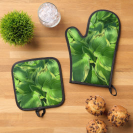 "Hostas" Ofenhandschuh & Topflappen-Set