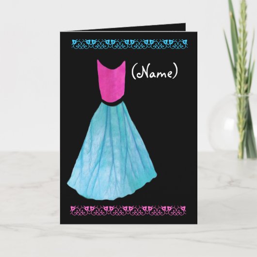 HOSTESS Einladung PINK & BLAUE Gown (Vorderseite)