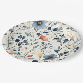 Hostess Garden Party Blue Floral Watercolor  Pappteller (Schrägansicht)