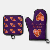 Hostess-Geschenk für Lila Rote Herzen Ofenhandschuh & Topflappen-Set (Vorderseite)