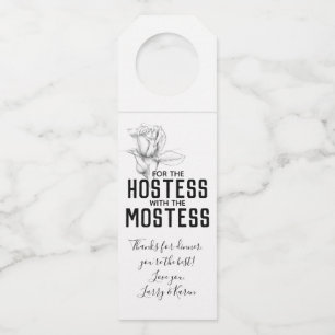 Hostess Gift Wine Floral Rose Flaschenanhänger
