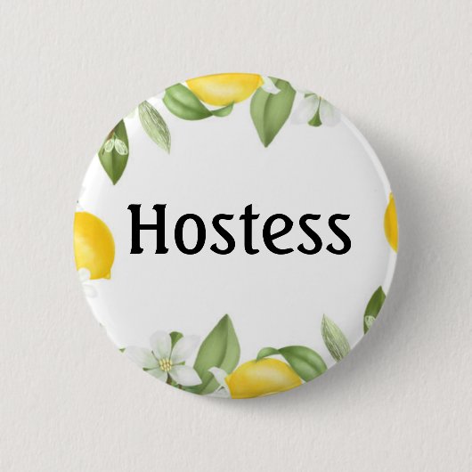 Hostess Lemons Brautparty - Hochzeitszettel Button (Vorderseite)
