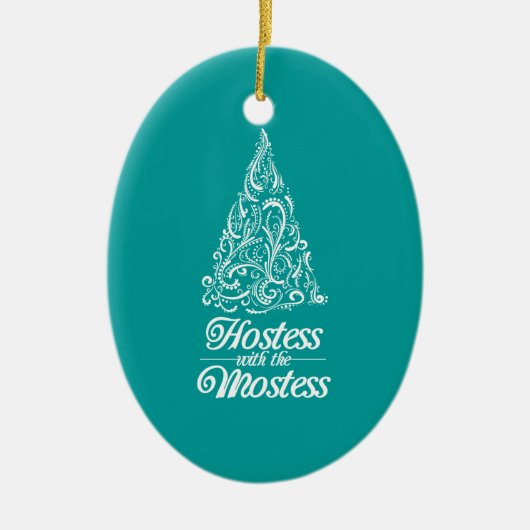 Hostess mit Mostess Weihnachten Gastgeber Geschenk Keramik Ornament (Vorne)