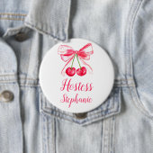 Hostess Pink Bow Coquette Name Gift Wedding Button (Beispiel)