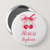 Hostess Pink Bow Coquette Name Gift Wedding Button (Vorne & Hinten)