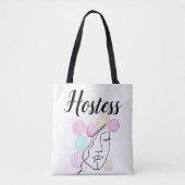 Hostess Pink Gray Typografy Elegante Wedding Tasche (Vorderseite)