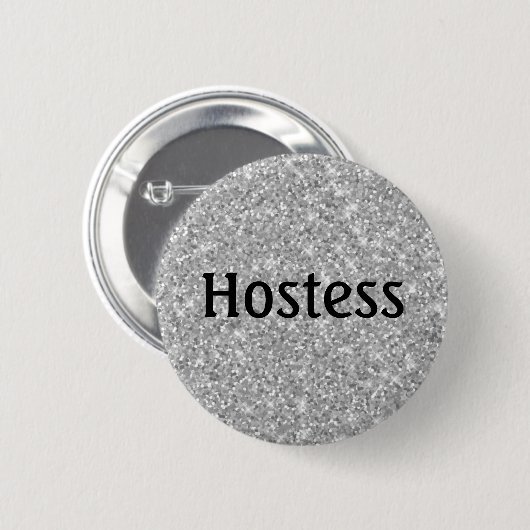 Hostess Silver Glitzer Brautparty Hochzeitsgeschen Button (Vorne & Hinten)