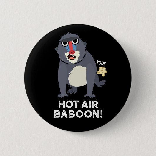 Hot Air Baboon Funny Farting Affe Puck Dark BG Button (Vorderseite)