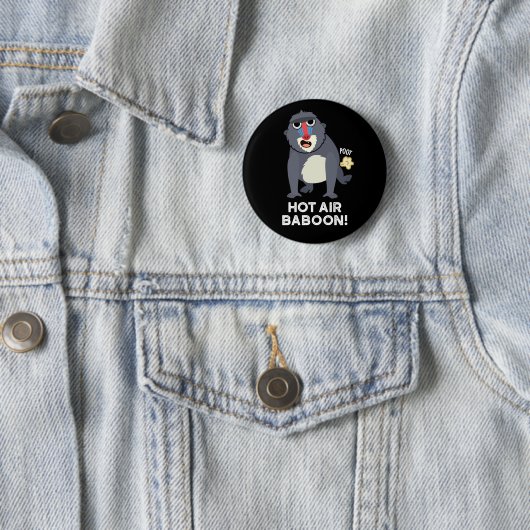 Hot Air Baboon Funny Farting Affe Puck Dark BG Button (Beispiel)
