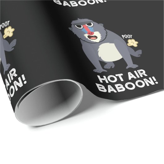 Hot Air Baboon Funny Farting Affe Puck Dark BG Geschenkpapier (Rolleneckpunkt)
