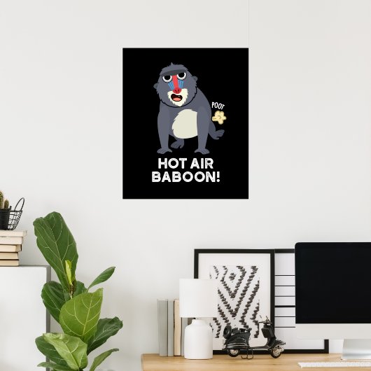 Hot Air Baboon Funny Farting Affe Puck Dark BG Poster (Heimbüro)
