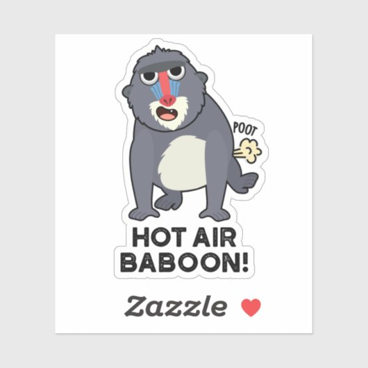 Hot Air Baboon Funny Farting Monkey Puff Aufkleber (Blatt)