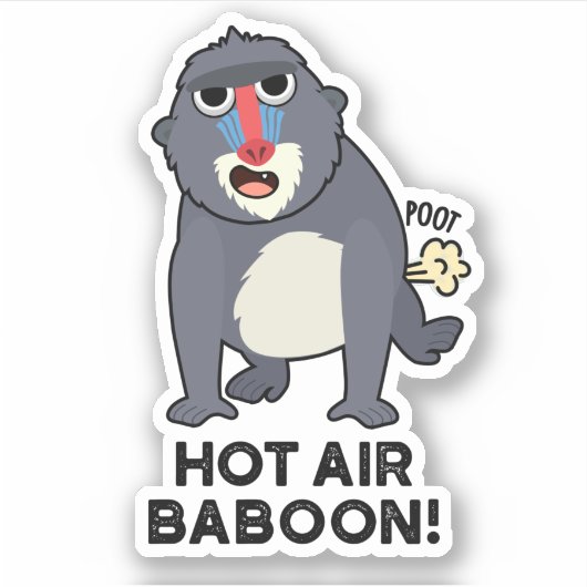 Hot Air Baboon Funny Farting Monkey Puff Aufkleber (Vorderseite)
