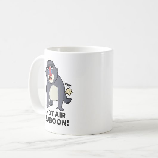 Hot Air Baboon Funny Farting Monkey Puff Kaffeetasse (Vorderseite Links)