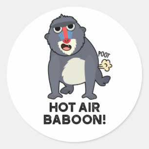 Hot Air Baboon Funny Farting Monkey Puff Runder Aufkleber