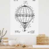 Hot Air Ballon 1925 Patent Art Poster White (Küche)