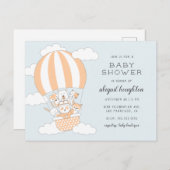 Hot Air Ballon Animal Themed Baby Dusche Einladungspostkarte (Vorne/Hinten)