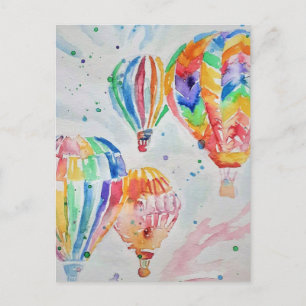 Hot Air Ballon Aquarellbilder Postkarten