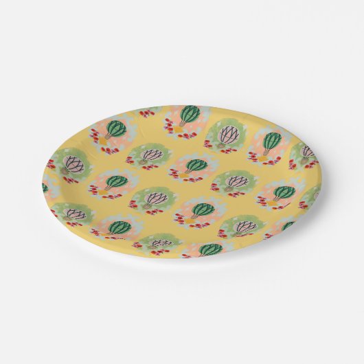 Hot-Air-Ballon-Assistent Pappteller (Schrägansicht)