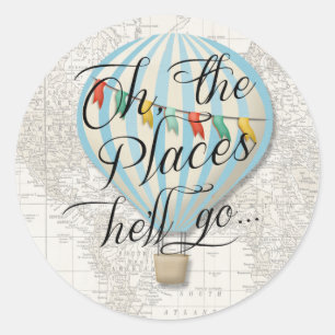 Hot Air Ballon Aufkleber Karte Oh die Orte, die er