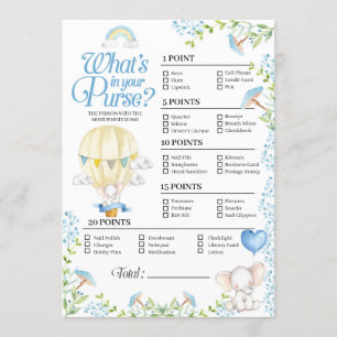 Hot Air Ballon Baby Was ist in deinem Purse Game Einladung