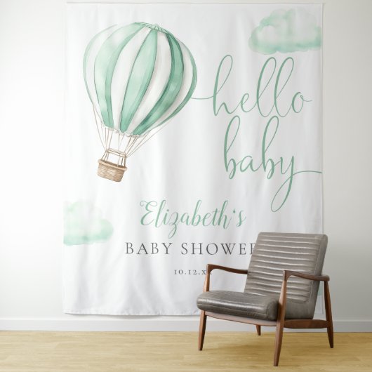 Hot Air Ballon Babydusche Foto Hintergrund Wandteppich (Beispiel)