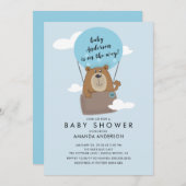 Hot Air Ballon Bear Boys Kinderdusche Einladung (Vorne/Hinten)