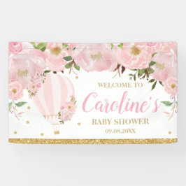 Hot Air Ballon Blush Pink Floral Hintergrund Willk Banner