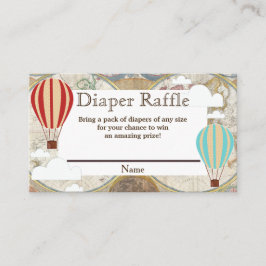 Hot Air Ballon & Clouds Weltkarte Windeln Raffel Begleitkarte