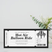 Hot Air Ballon Experience Geschenkgutschein Einladung (Stehend Vorderseite)