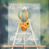 Hot Air Ballon Fall Baby Dusche Willkommen Mattier Acrylschild (Neutral)
