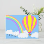 Hot Air Ballon Flat Grußkarte - auf blau (Stehend Vorderseite)