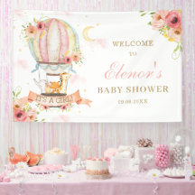 Hot Air Ballon Floral Animal Baby Dusche Hintergru