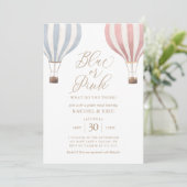 Hot Air Ballon Gender Reveal Party Einladung (Stehend Vorderseite)