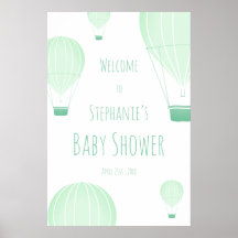 Hot Air Ballon Green Baby Dusche Willkommen