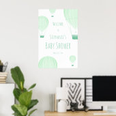 Hot Air Ballon Green Baby Dusche Willkommen Poster (Heimbüro)