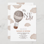 Hot Air Ballon Herr ONEderful Boy 1st Birthday Einladung (Vorne/Hinten)