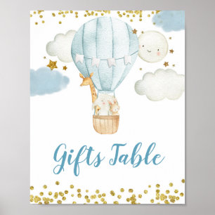 Hot Air Ballon Jungle Geschenke Table Sign Poster