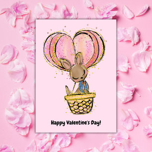 Hot Air Ballon Kangaroo Happy Valentine's Day Karte