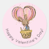 Hot Air Ballon Kangaroo Happy Valentine's Day Runder Aufkleber (Vorderseite)