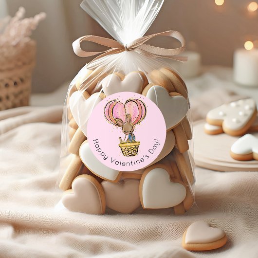 Hot Air Ballon Kangaroo Happy Valentine's Day Runder Aufkleber