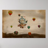 Hot Air Ballon, La Minerve 1803 Reise im Stil Poster (Vorne)