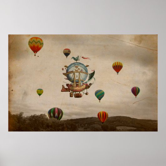 Hot Air Ballon, La Minerve 1803 Reise im Stil Poster (Vorne)