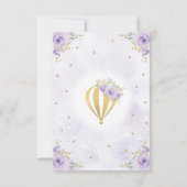 Hot Air Ballon Lila Gold Floral 1. Geburtstag Einladung (Rückseite)