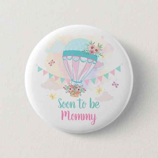 Hot Air Ballon Mommy to Be Pinback Button (Vorderseite)