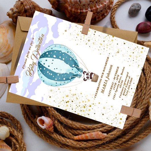 Hot Air Ballon Niedlicher Tiere Taufe Einladung