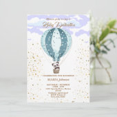Hot Air Ballon Niedlicher Tiere Taufe Einladung (Stehend Vorderseite)