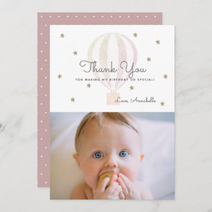 Hot Air Ballon Pink Geburtstag Foto Danke Karte