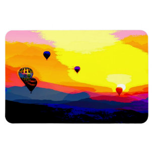 Hot Air Ballon Poster Style Magnet